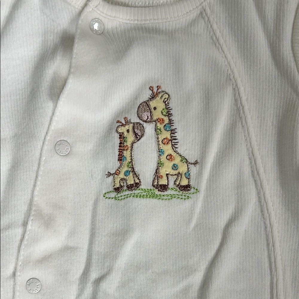 White Giraffe Embroidered Newborn Onesie